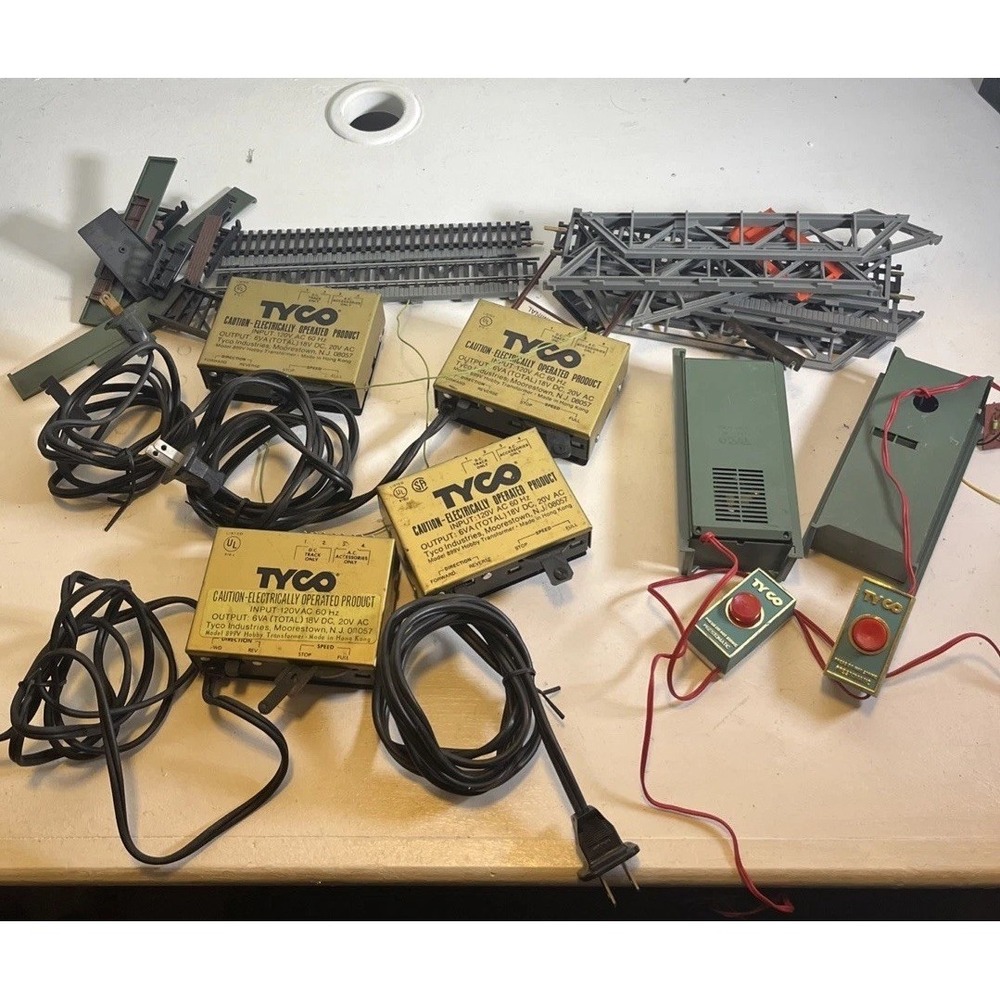 Tyco Transformers Train Power Packs Lot plus Track Accessories & Steam Whistle